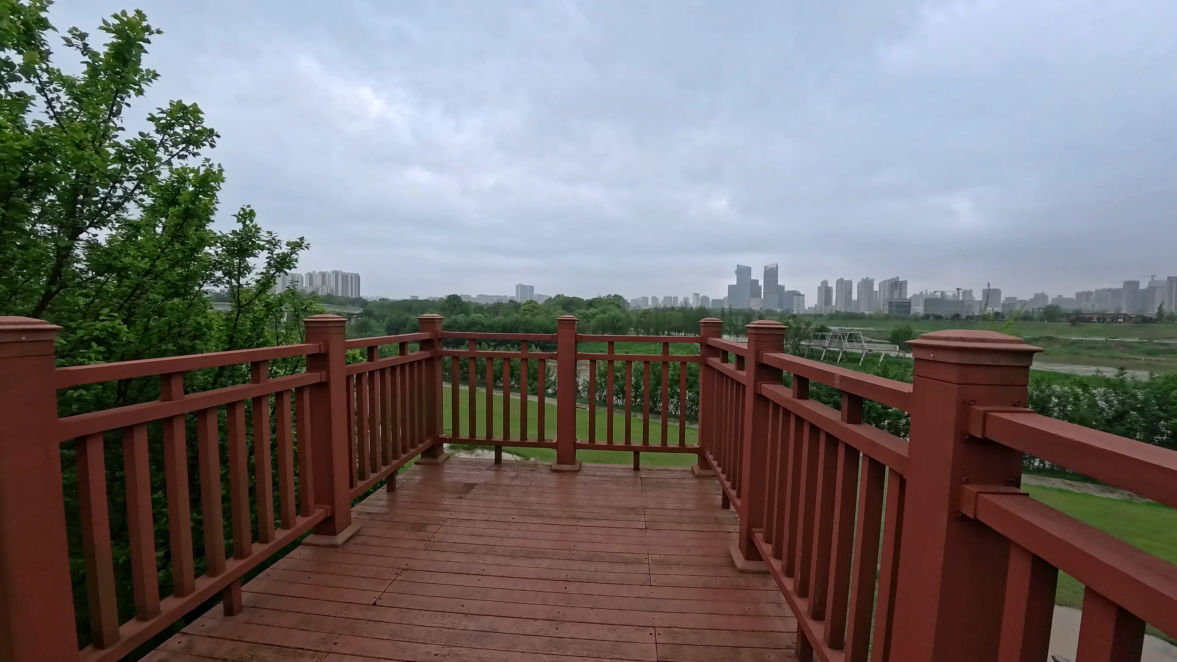 Open waterside view beneath overcast skies